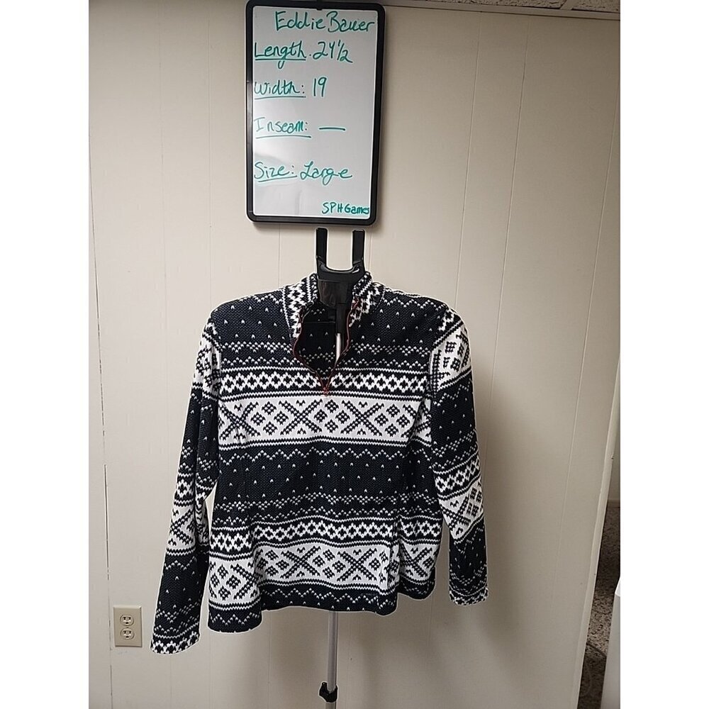 eddie bauer womens size L black fleece jacket half zip pullover native